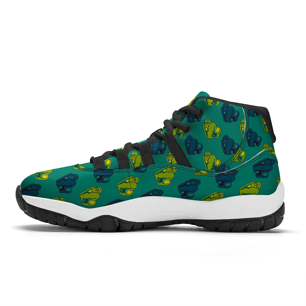 Gorilla Print Pattern Black Bball Shoes-grizzshop