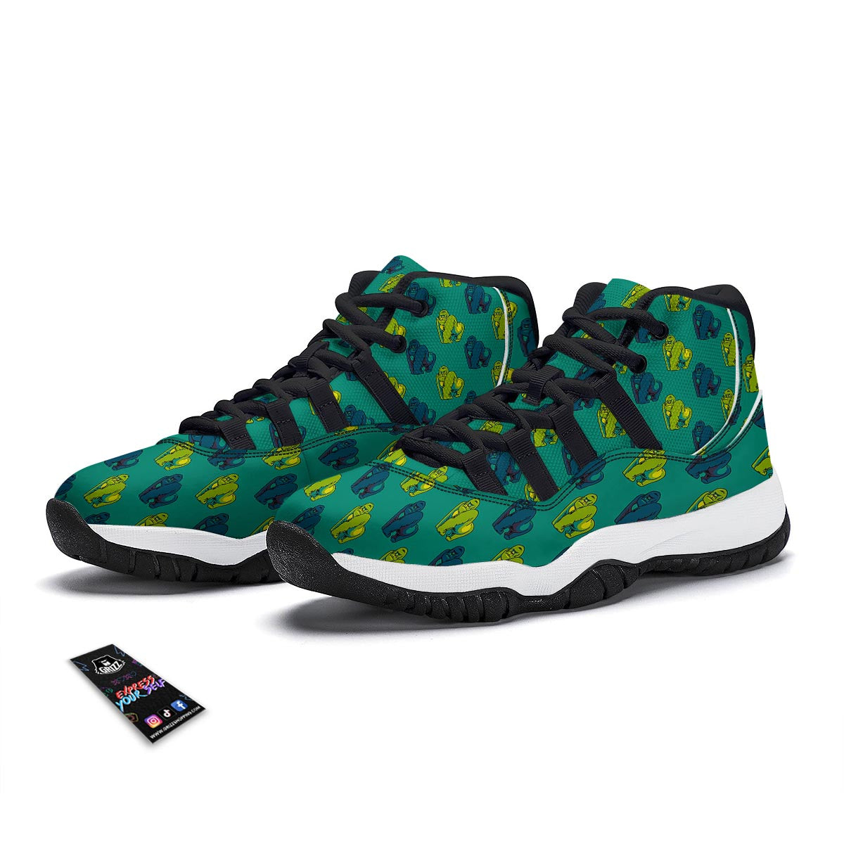 Gorilla Print Pattern Black Bball Shoes-grizzshop