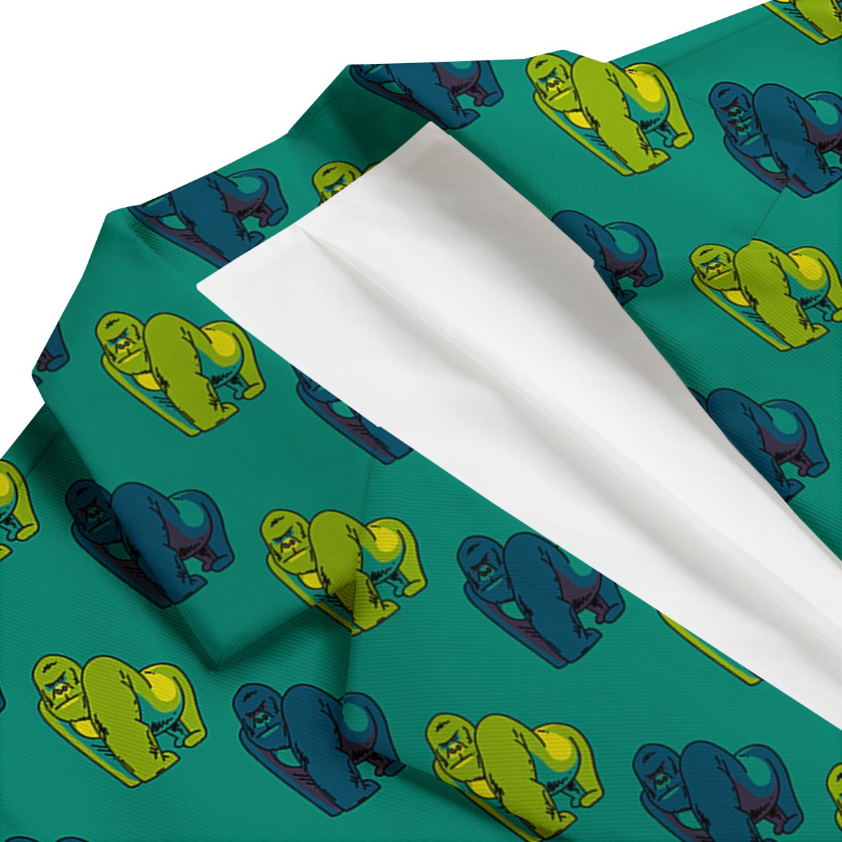 Gorilla Print Pattern Men's Blazer-grizzshop