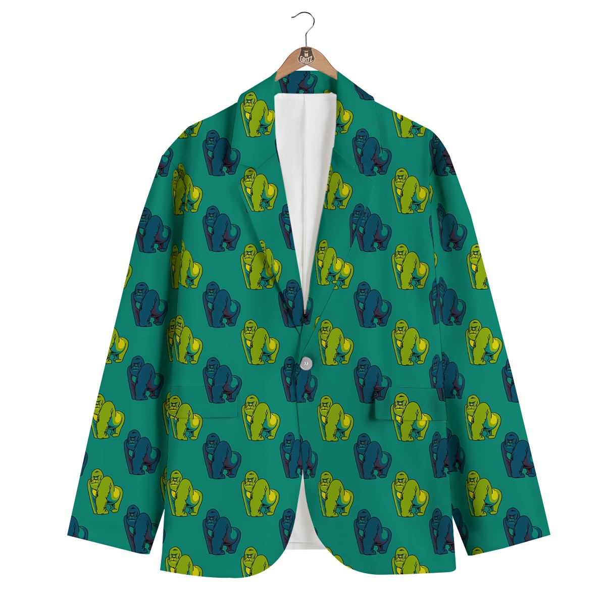 Gorilla Print Pattern Men's Blazer-grizzshop