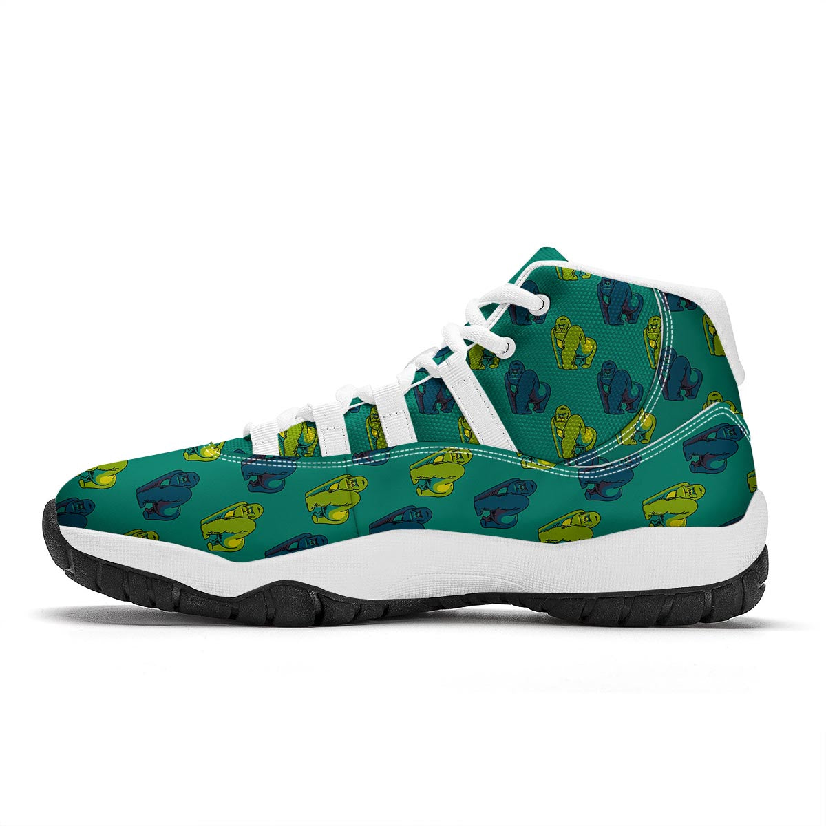 Gorilla Print Pattern White Bball Shoes-grizzshop