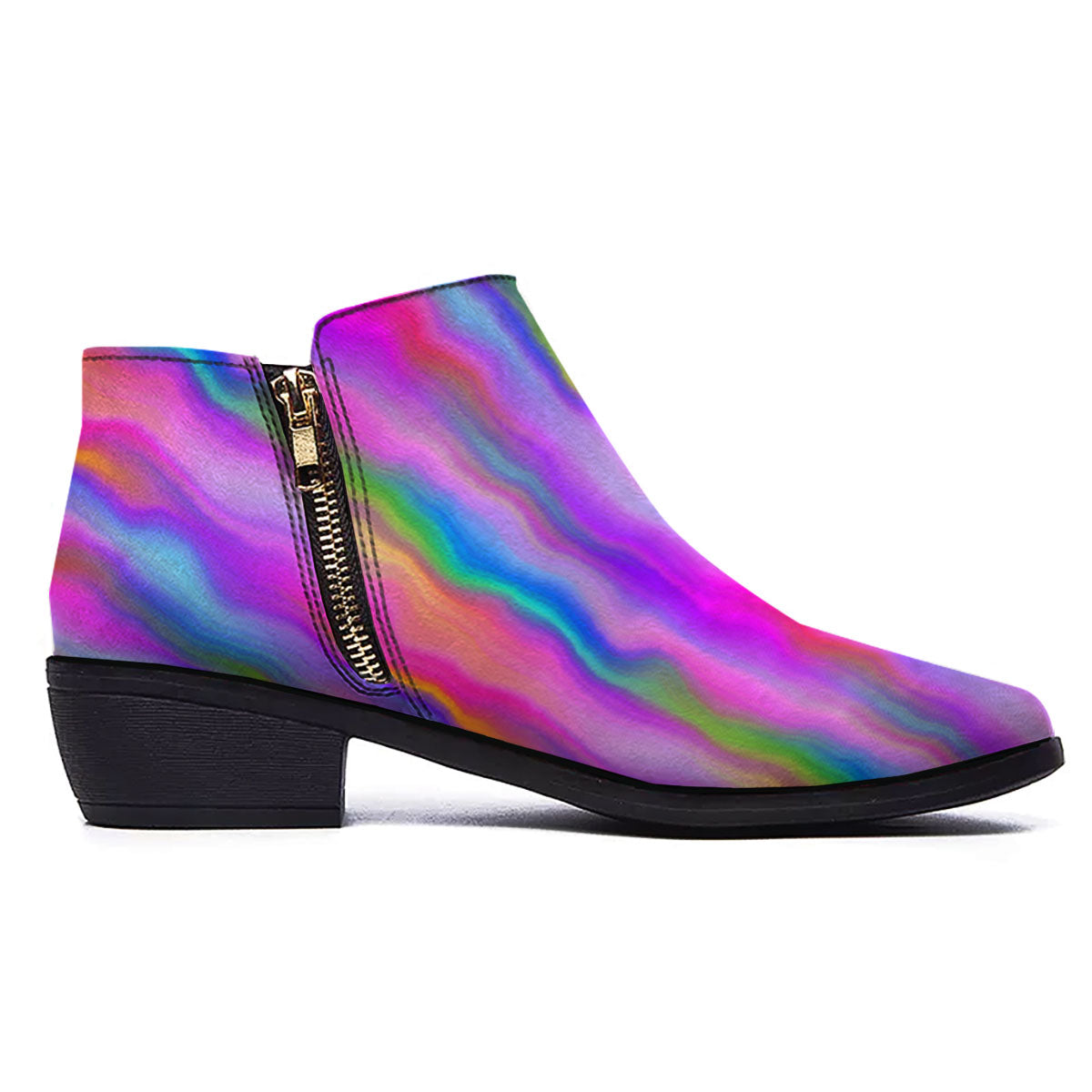 Gradient Psychedelic Print Pattern Ankle Boots-grizzshop
