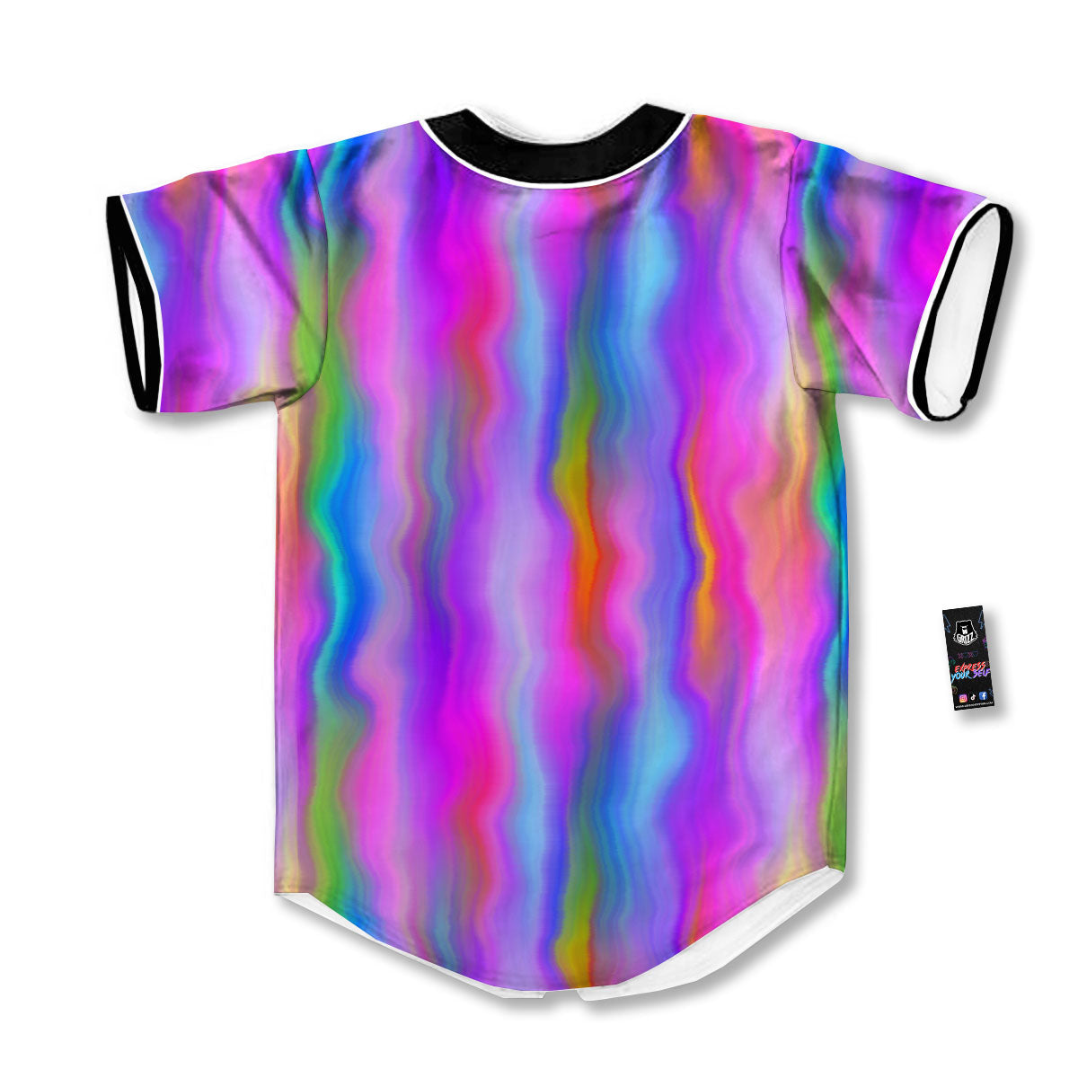 Gradient Psychedelic Print Pattern Baseball Jersey-grizzshop
