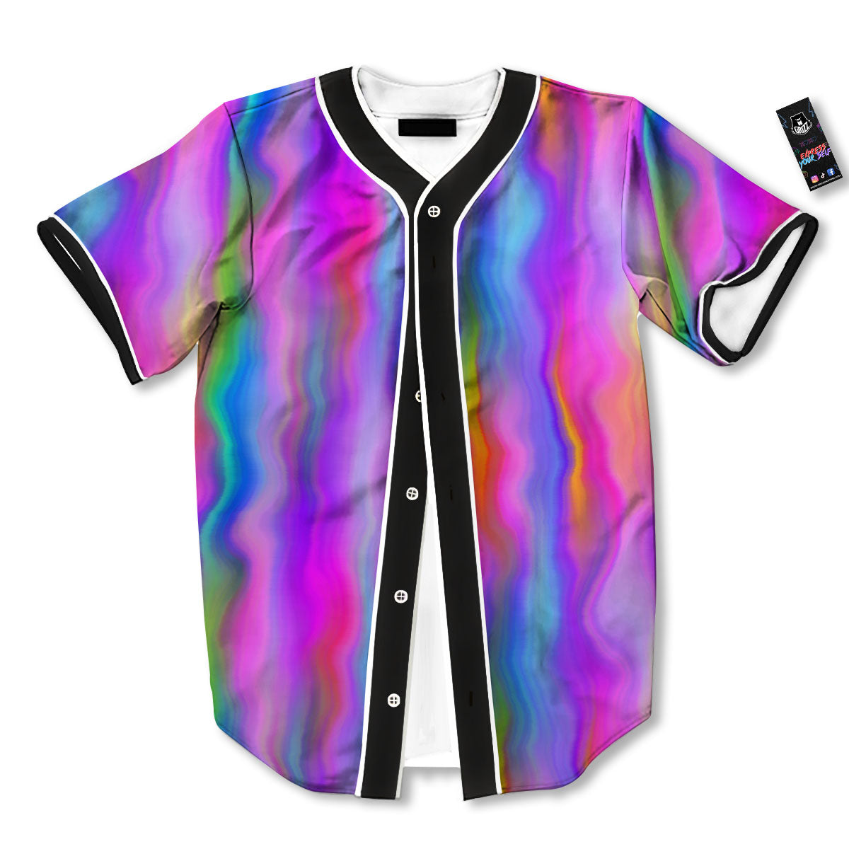 Gradient Psychedelic Print Pattern Baseball Jersey-grizzshop