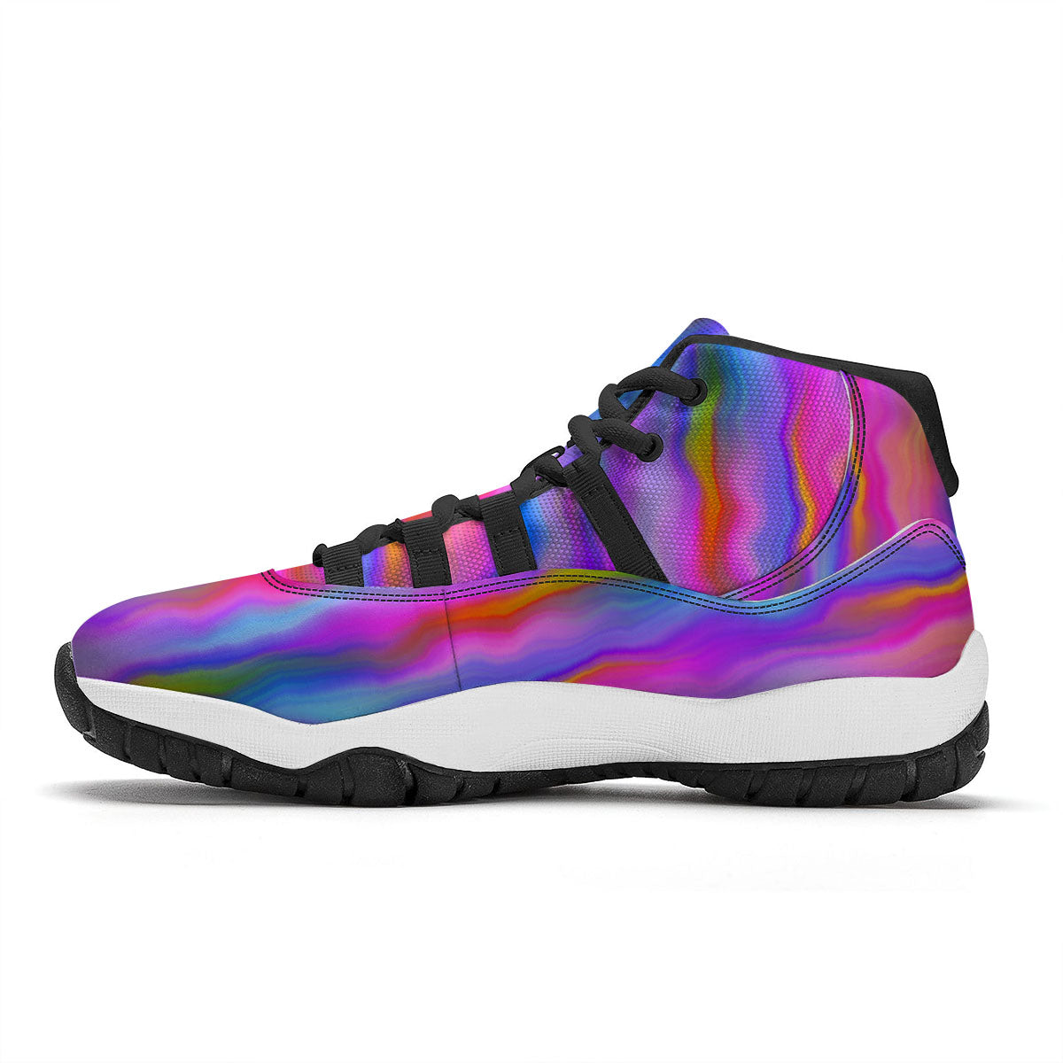 Gradient Psychedelic Print Pattern Black Bball Shoes-grizzshop