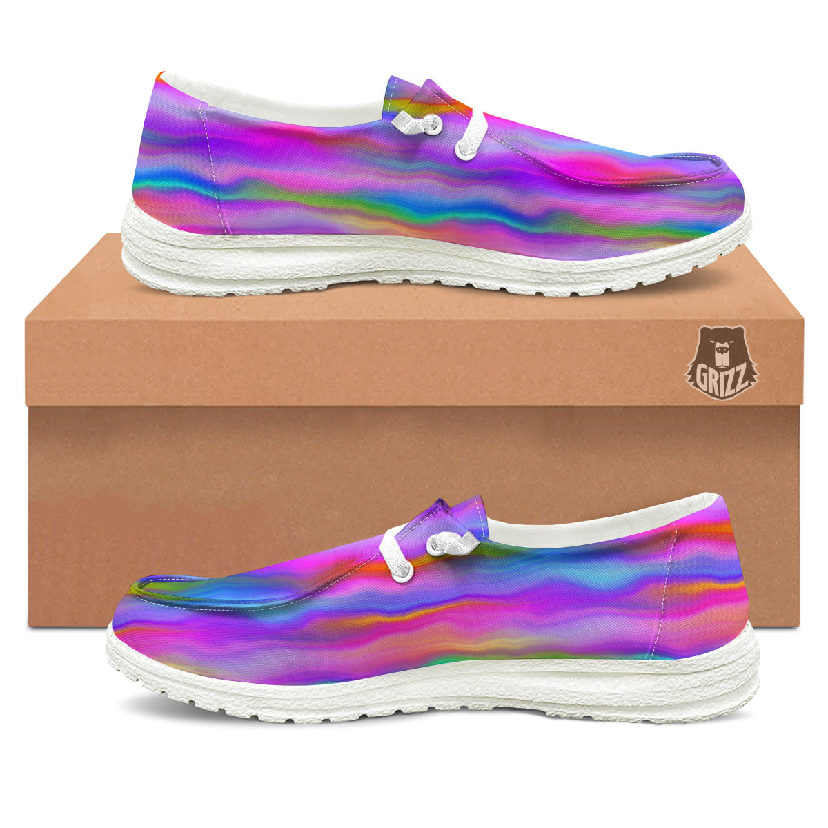 Gradient Psychedelic Print Pattern Black Loafers-grizzshop