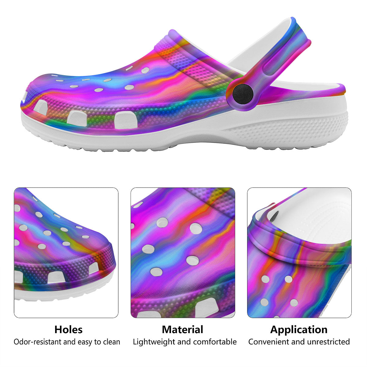 Gradient Psychedelic Print Pattern Clog-grizzshop