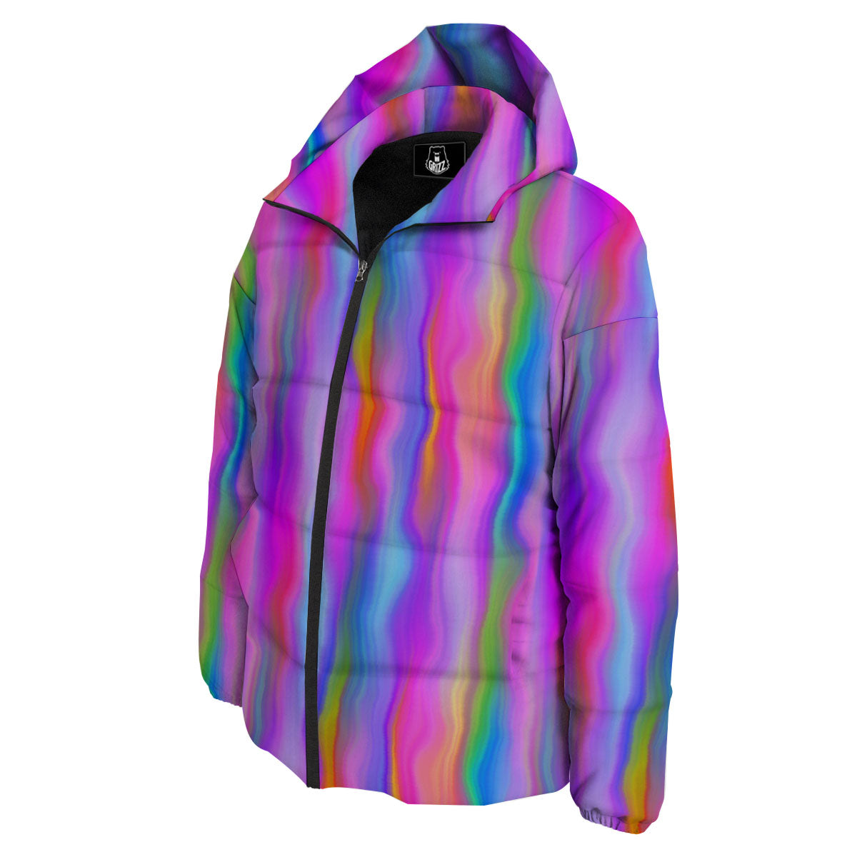 Gradient Psychedelic Print Pattern Down Jacket-grizzshop