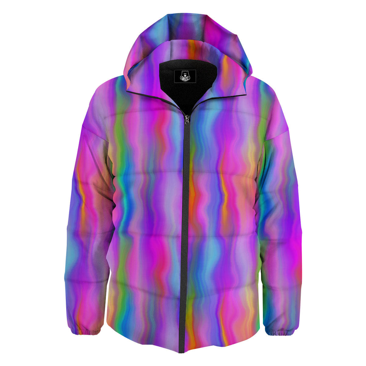 Gradient Psychedelic Print Pattern Down Jacket-grizzshop