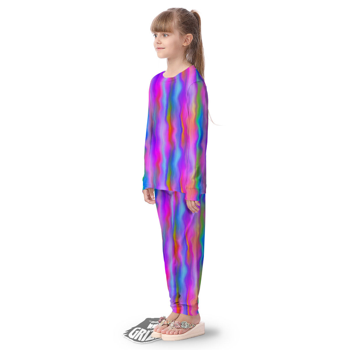 Gradient Psychedelic Print Pattern Kid's Pajamas-grizzshop