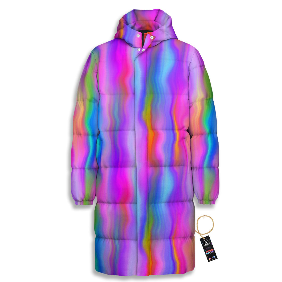 Gradient Psychedelic Print Pattern Long Down Jacket-grizzshop