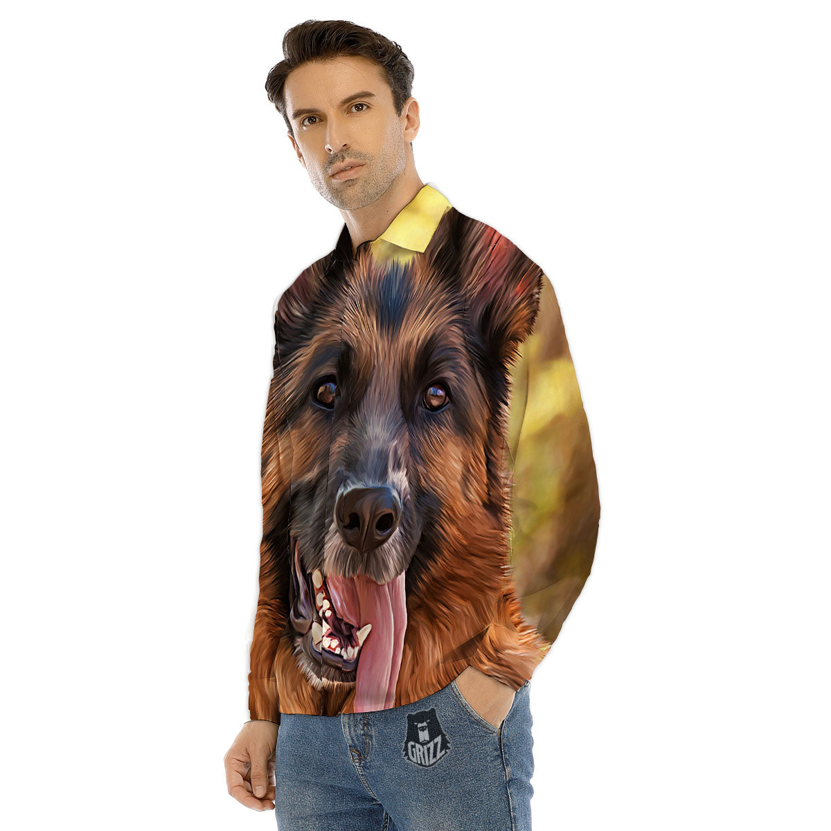 Gradient Psychedelic Print Pattern Men's Dress Shirts-grizzshop