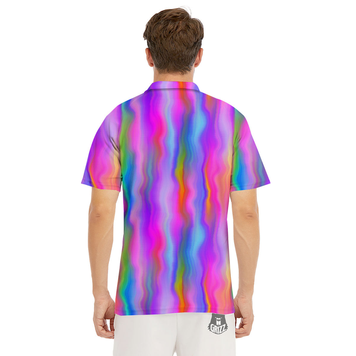 Gradient Psychedelic Print Pattern Men's Golf Shirts-grizzshop