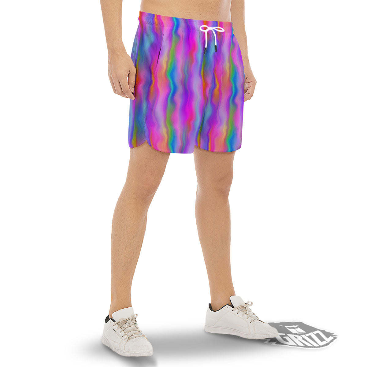 Gradient Psychedelic Print Pattern Men's Gym Shorts-grizzshop