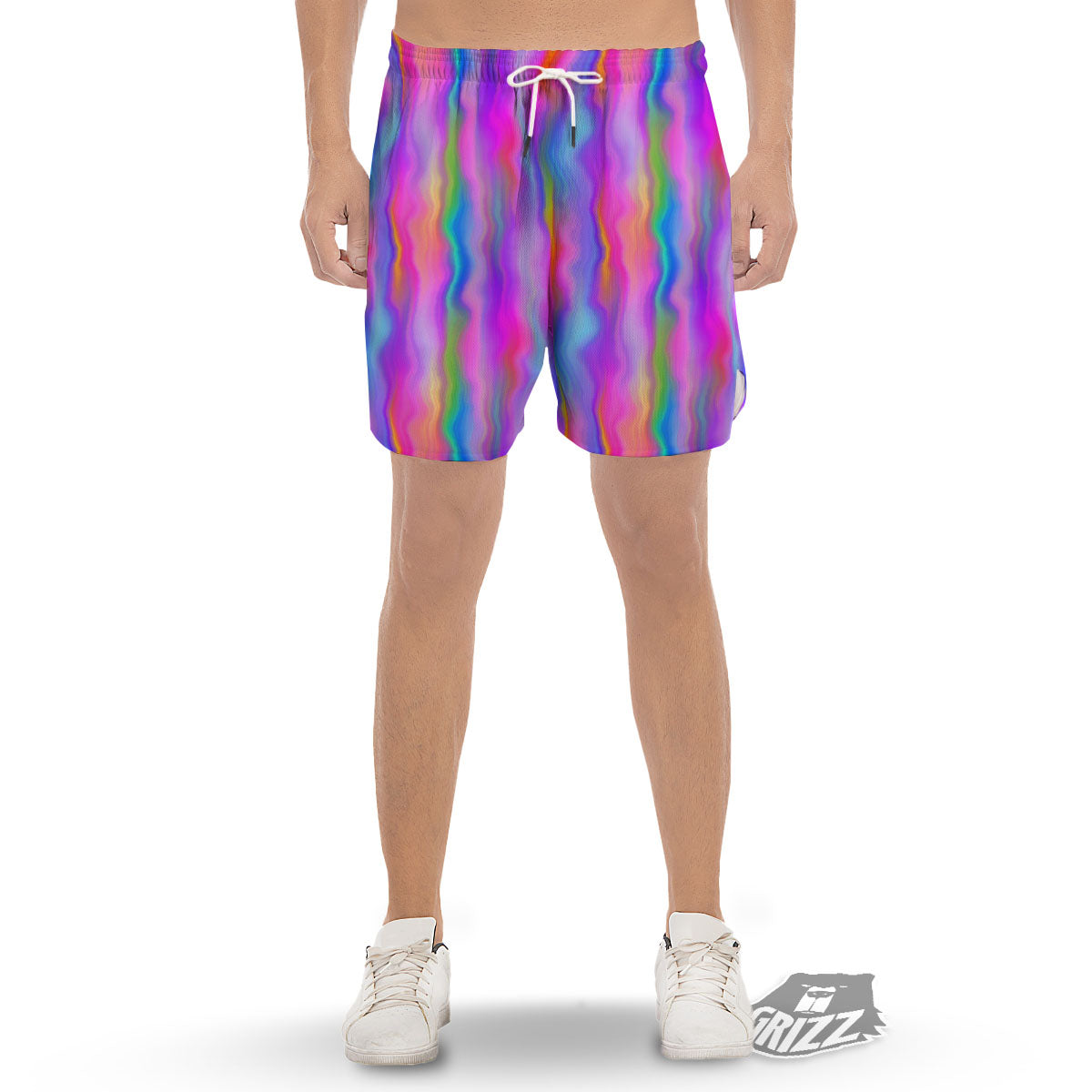 Gradient Psychedelic Print Pattern Men's Gym Shorts-grizzshop