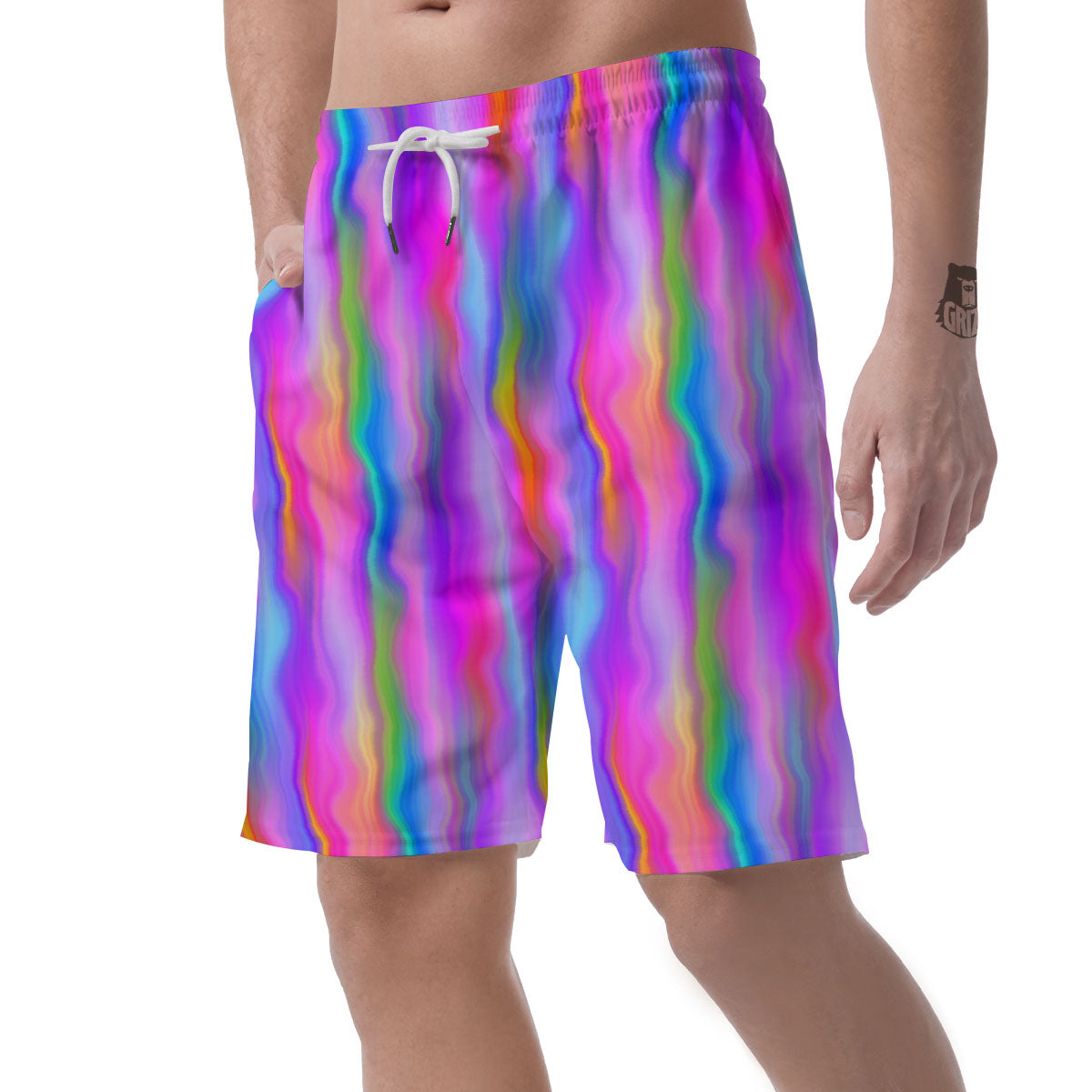 Gradient Psychedelic Print Pattern Men's Shorts-grizzshop