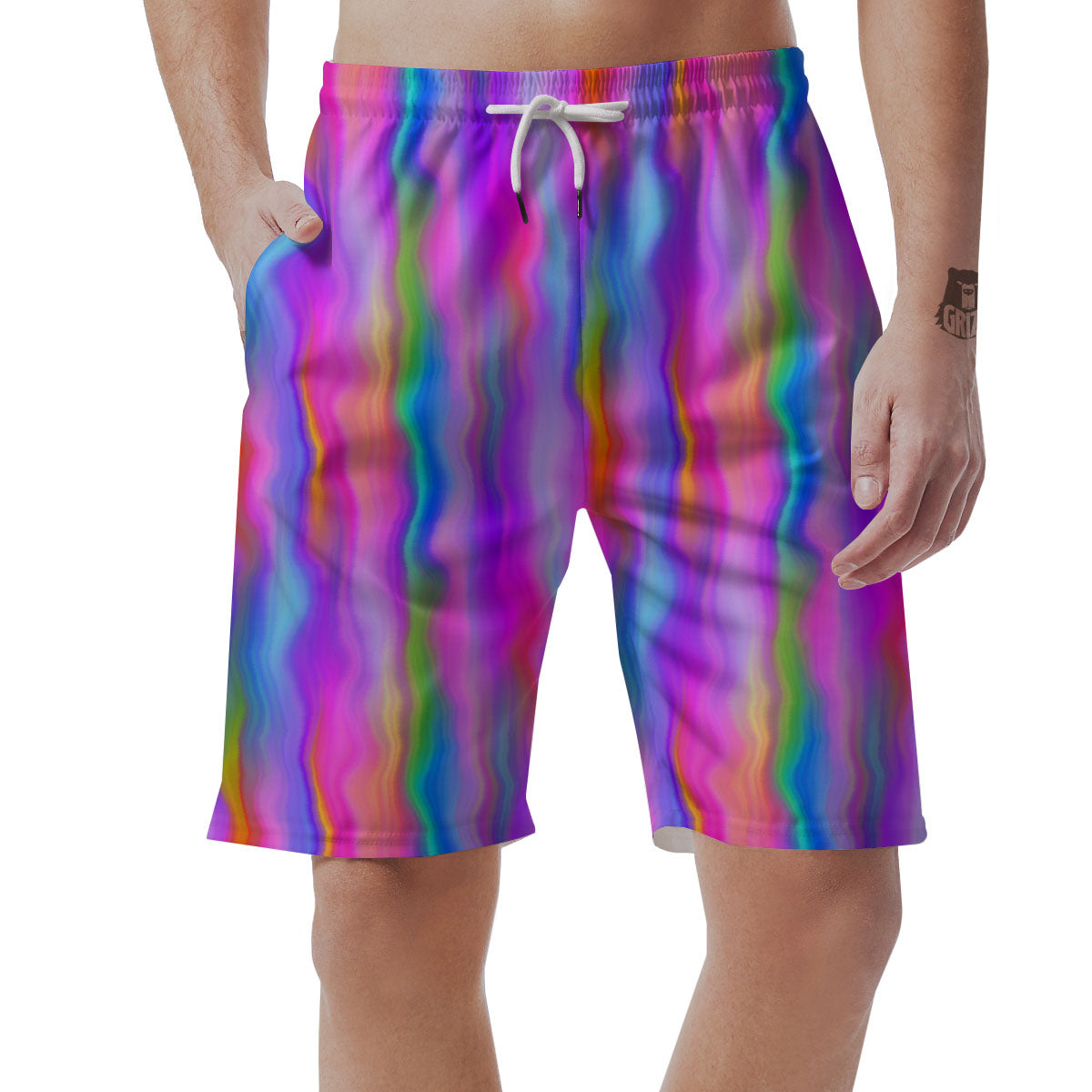 Gradient Psychedelic Print Pattern Men's Shorts-grizzshop