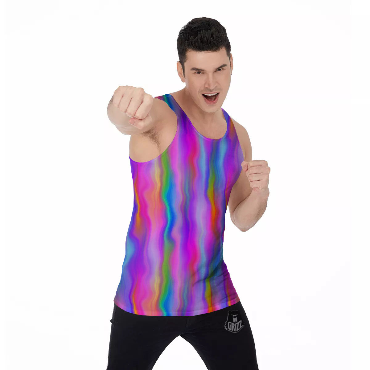 Gradient Psychedelic Print Pattern Men's Tank Top-grizzshop
