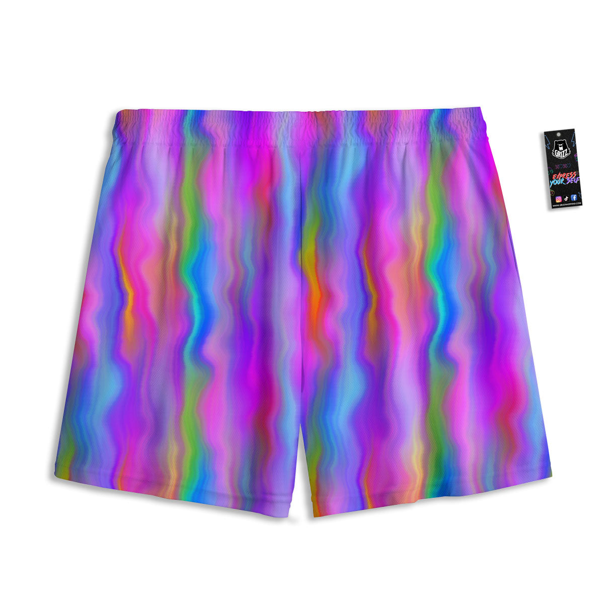 Gradient Psychedelic Print Pattern Mesh Shorts