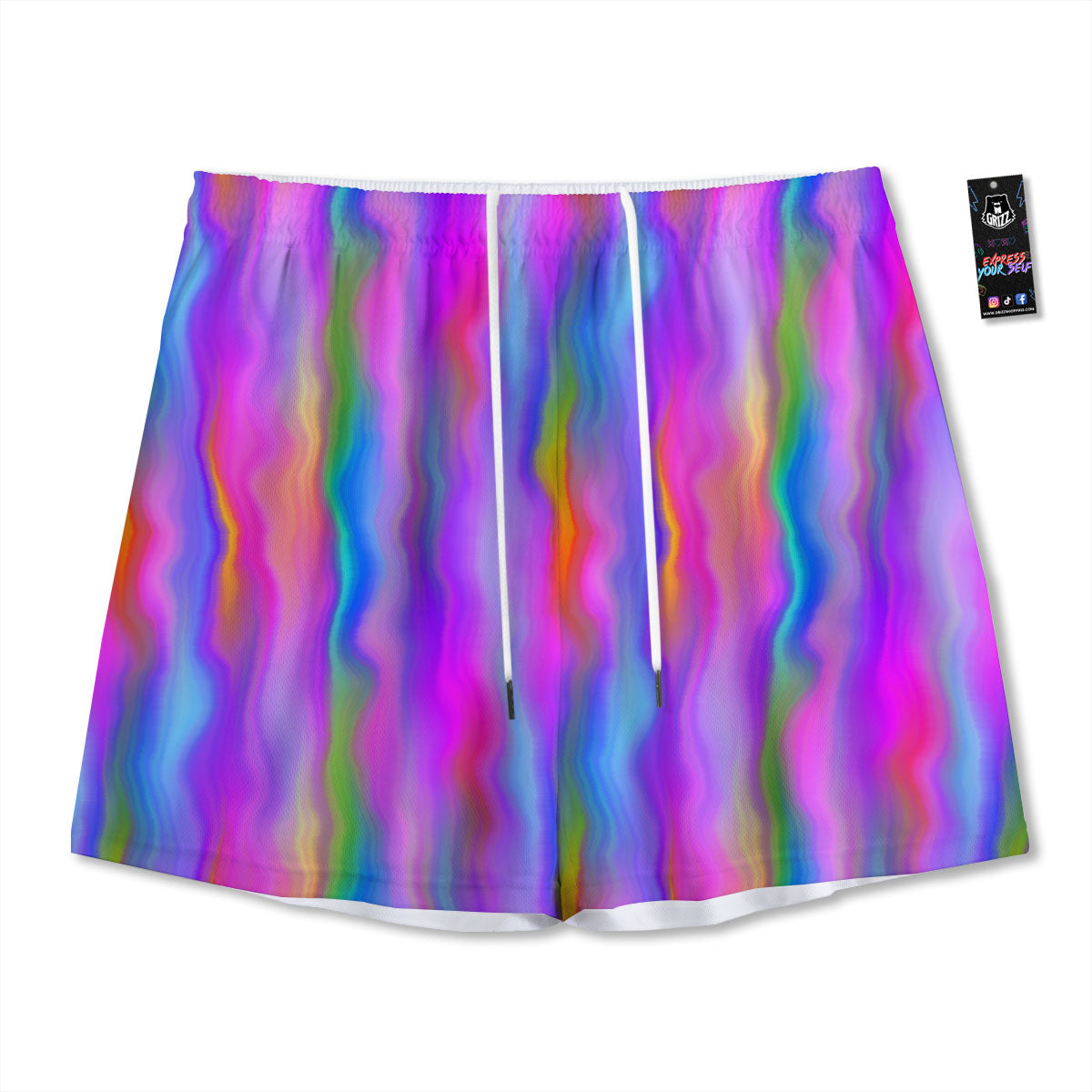 Gradient Psychedelic Print Pattern Mesh Shorts