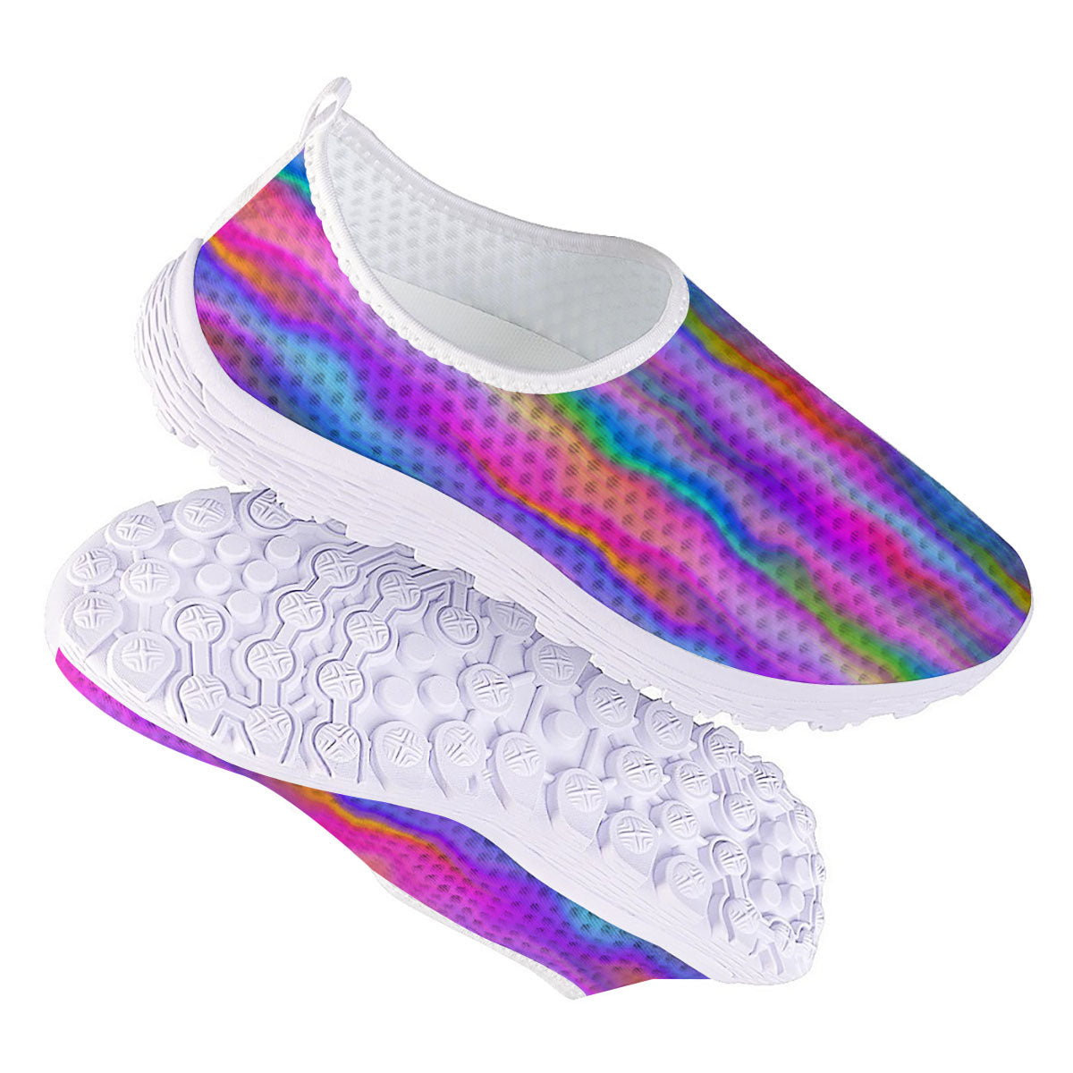 Gradient Psychedelic Print Pattern Nurse Shoes-grizzshop