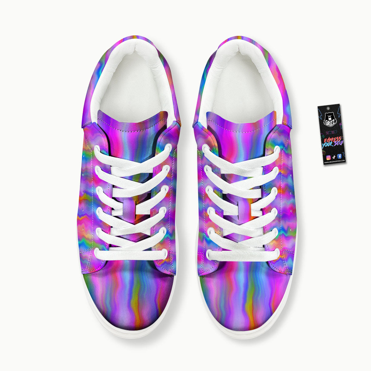 Gradient Psychedelic Print Pattern Platform Shoes-grizzshop