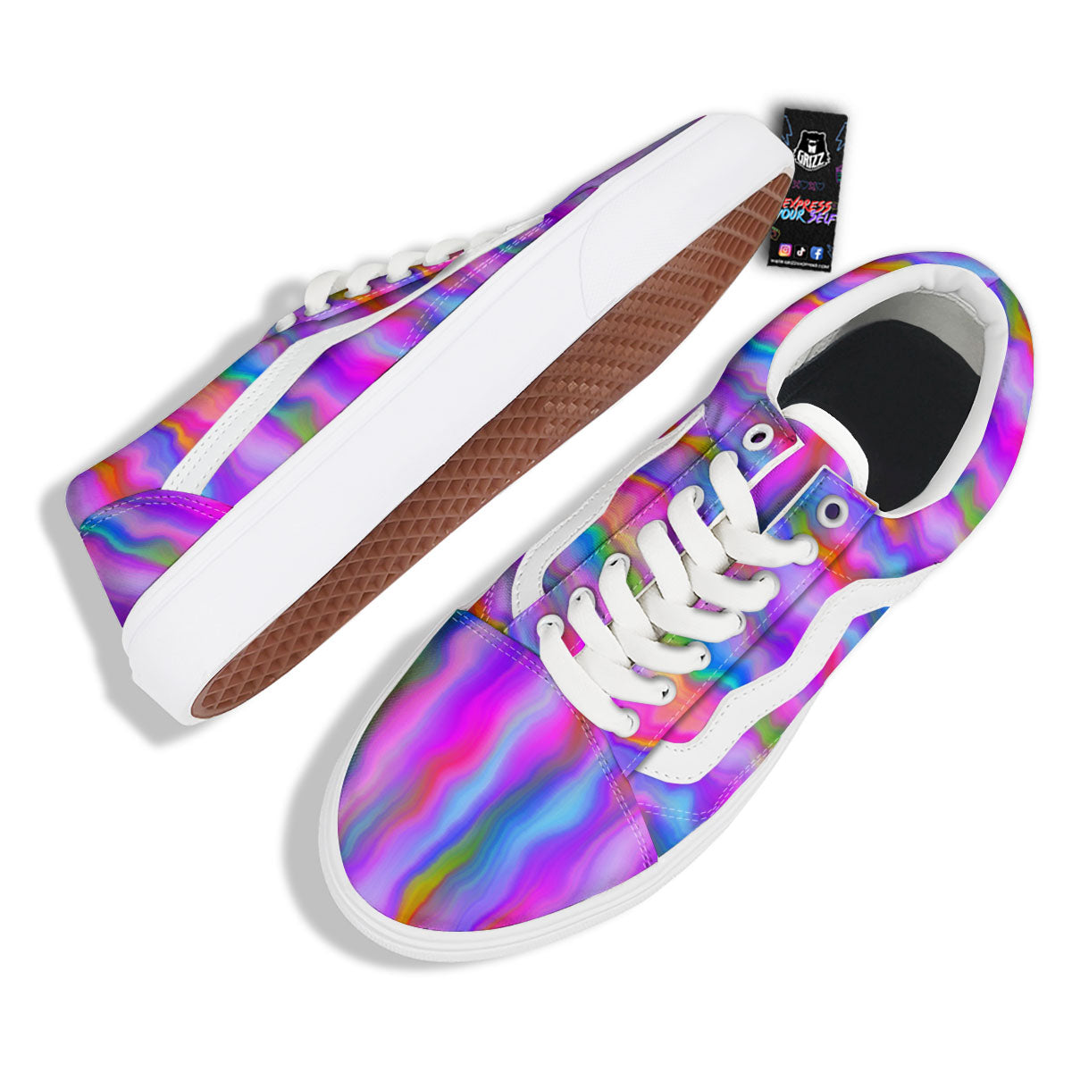 Gradient Psychedelic Print Pattern Skate Shoes-grizzshop