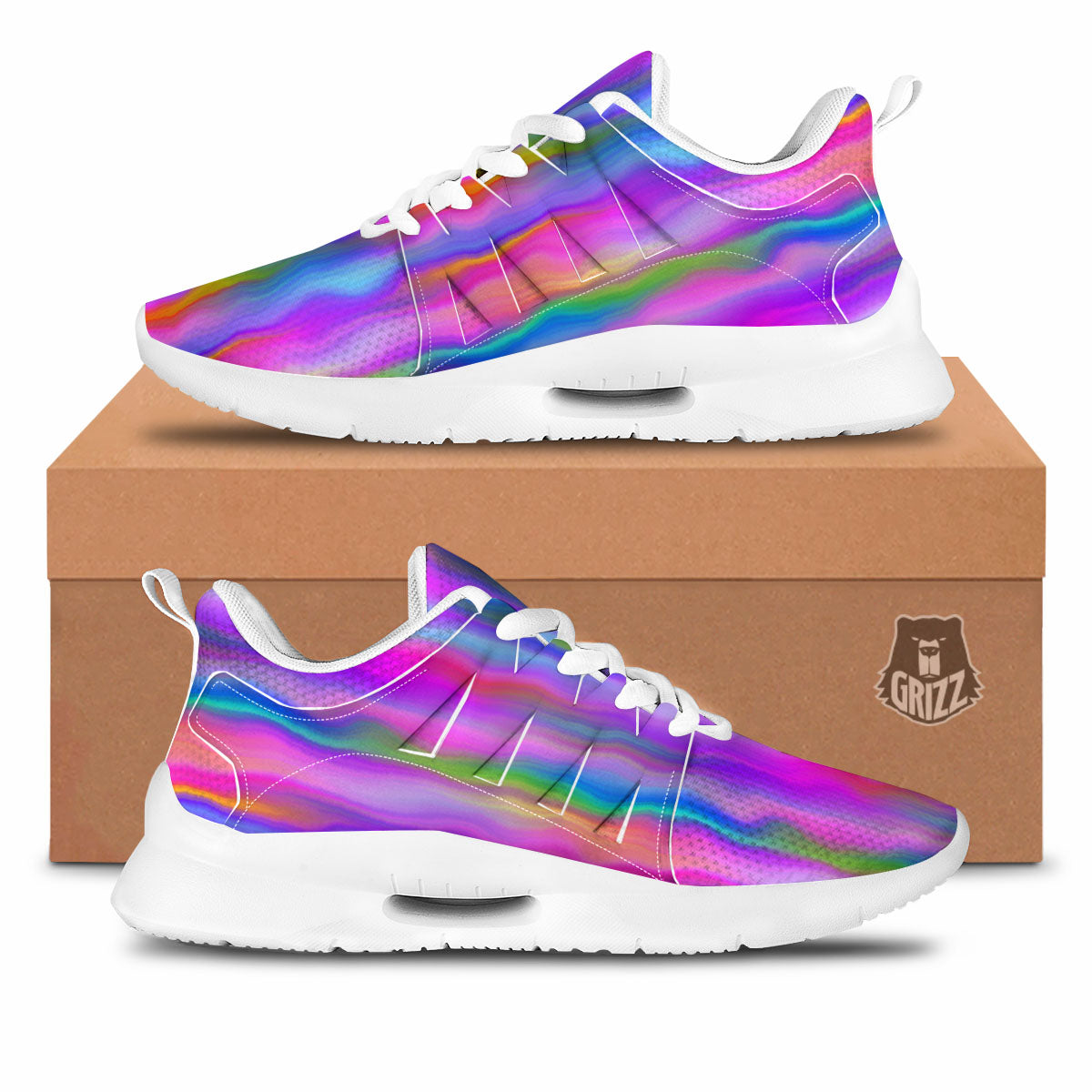Gradient Psychedelic Print Pattern Tennis Shoes-grizzshop