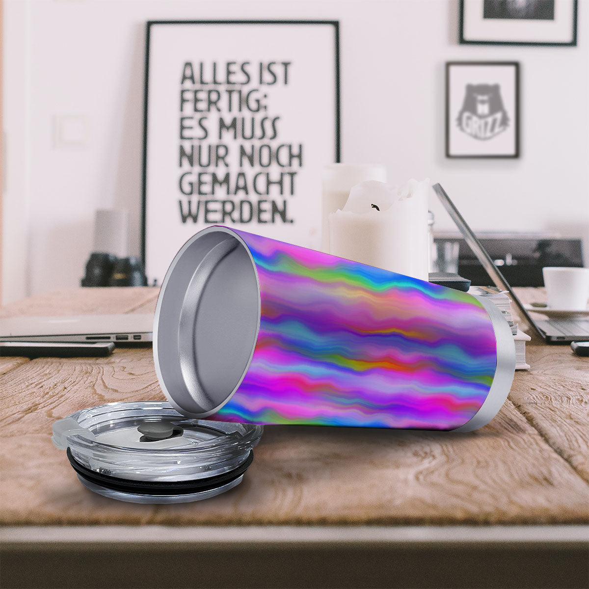 Gradient Psychedelic Print Pattern Tumbler-grizzshop