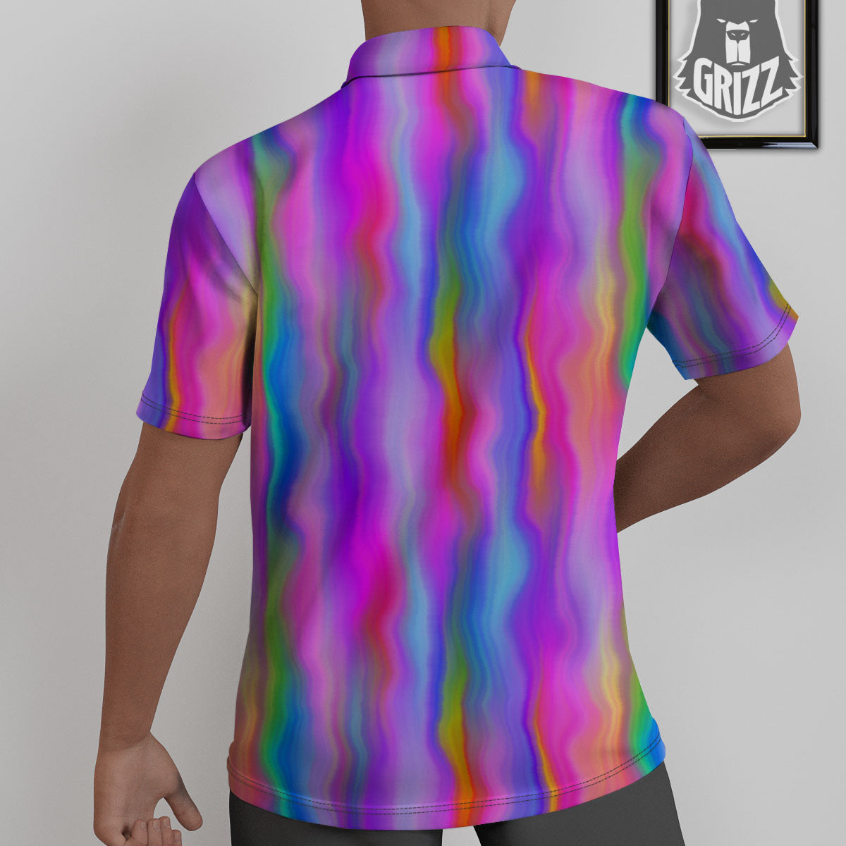 Gradient Psychedelic Print Pattern Untucked Shirts-grizzshop