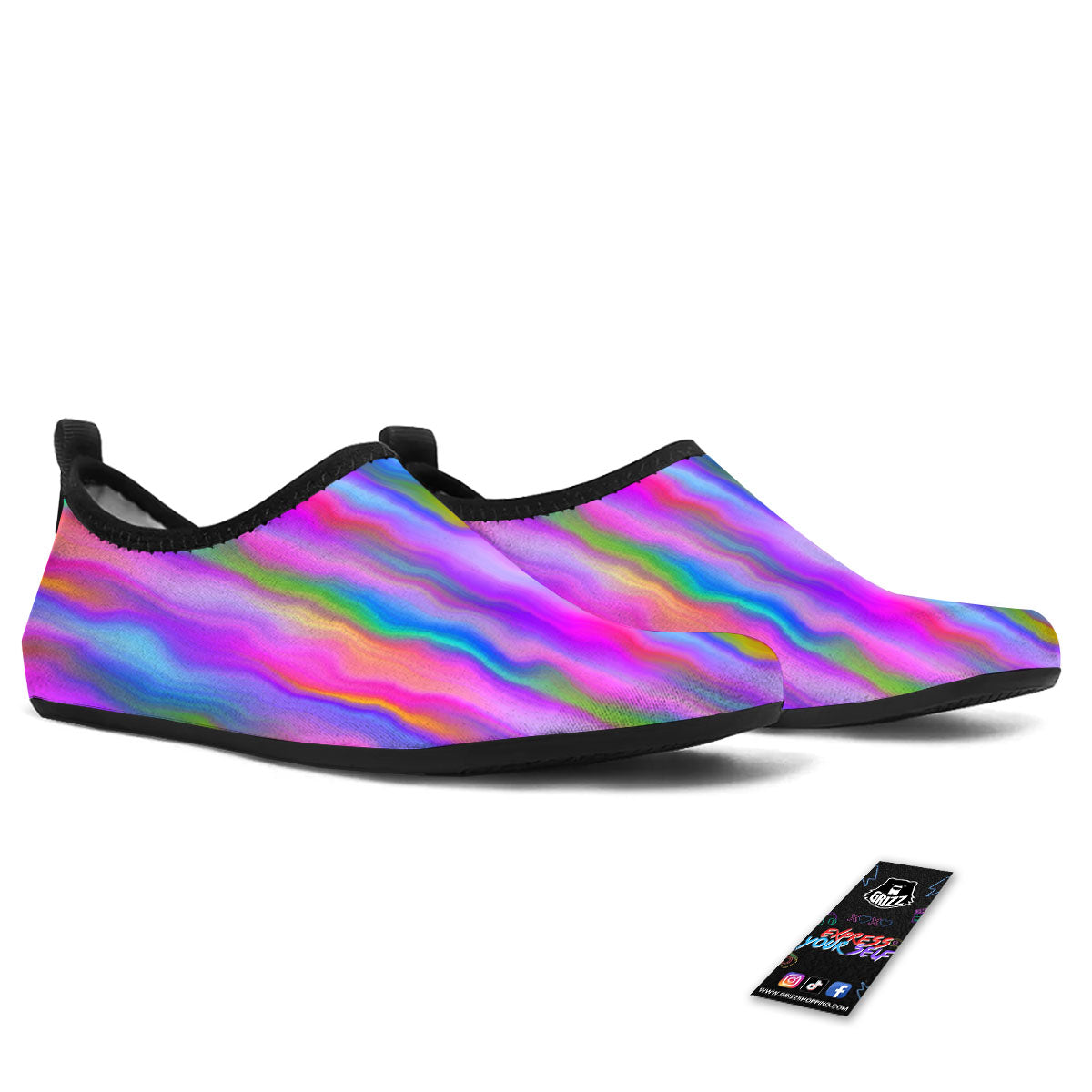 Gradient Psychedelic Print Pattern Water Shoes-grizzshop