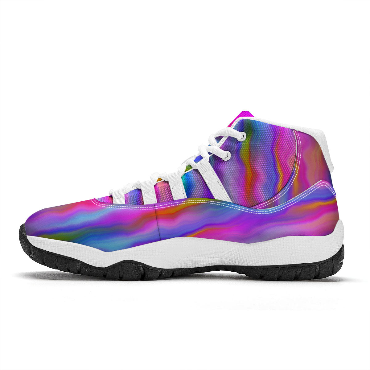 Gradient Psychedelic Print Pattern White Bball Shoes-grizzshop