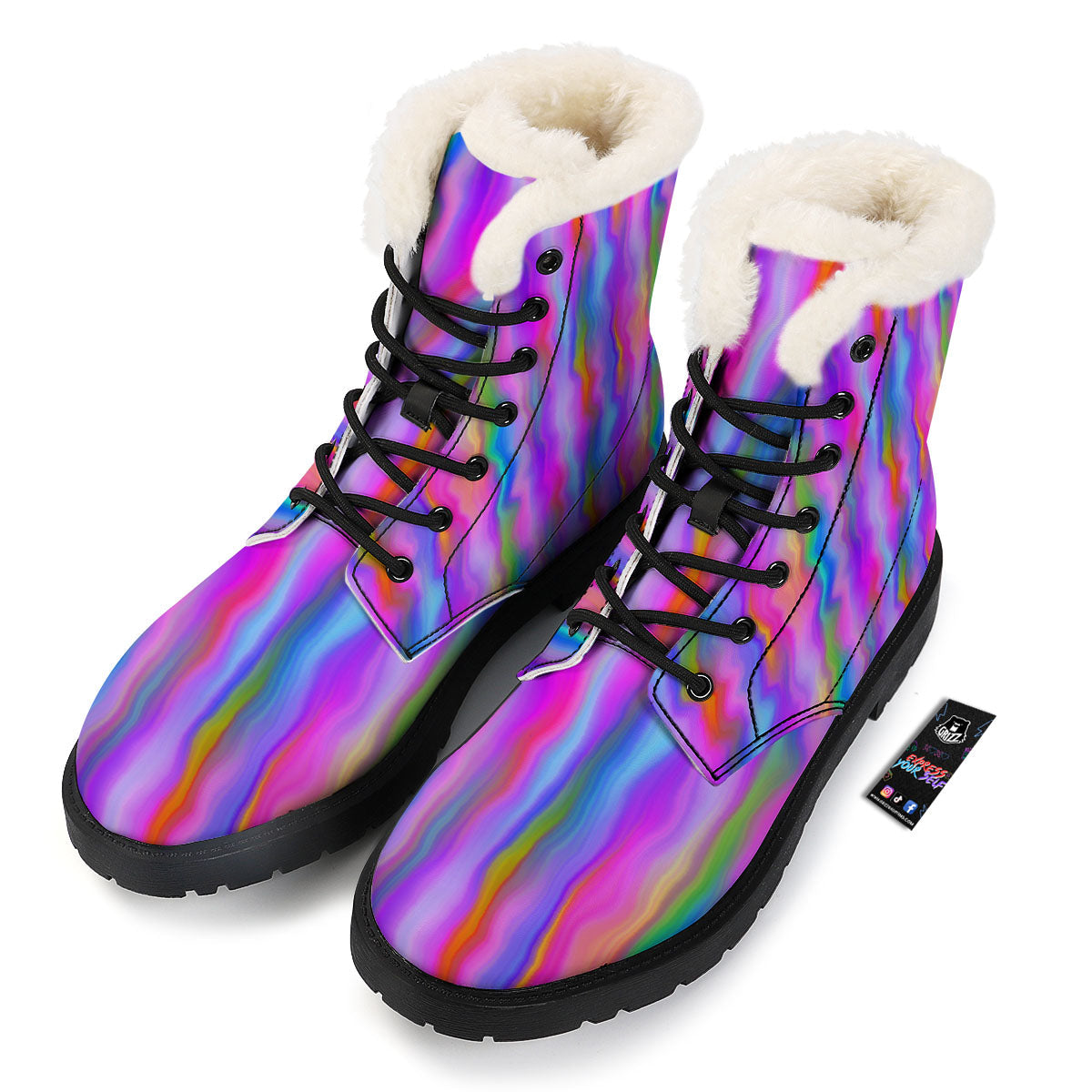 Gradient Psychedelic Print Pattern Winter Boots-grizzshop