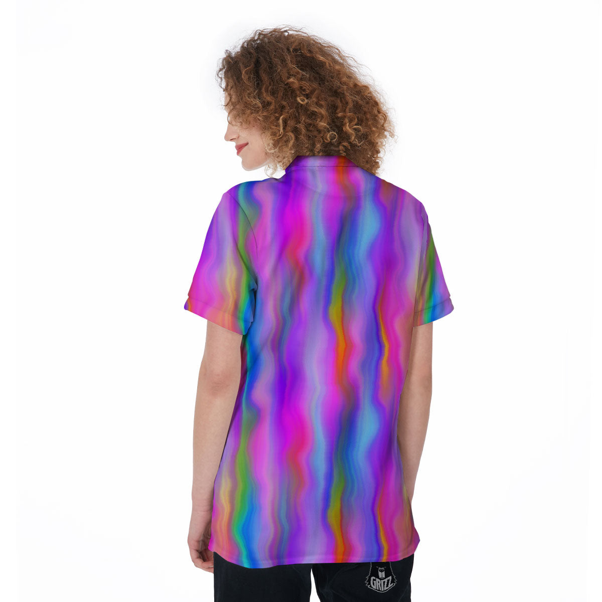Gradient Psychedelic Print Pattern Women's Golf Shirts-grizzshop