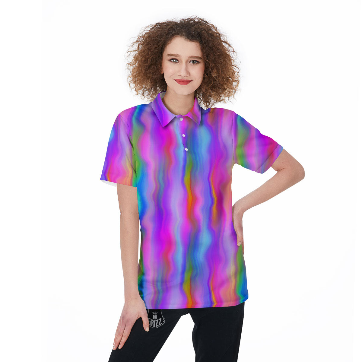 Gradient Psychedelic Print Pattern Women's Golf Shirts-grizzshop