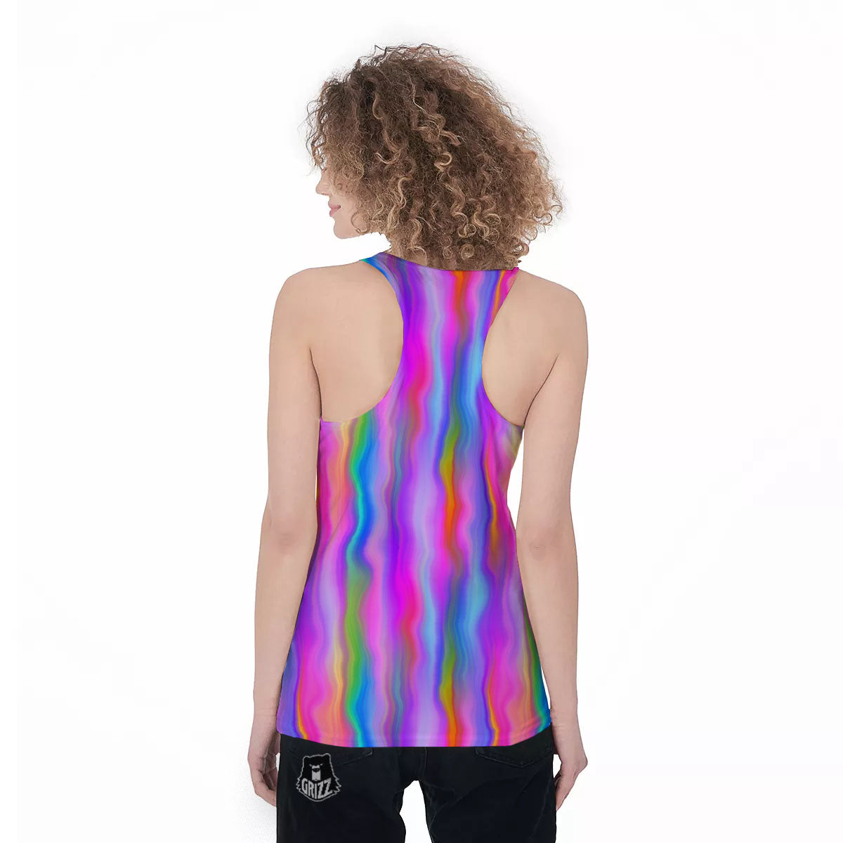 Gradient Psychedelic Print Pattern Women's Racerback Tank Top-grizzshop