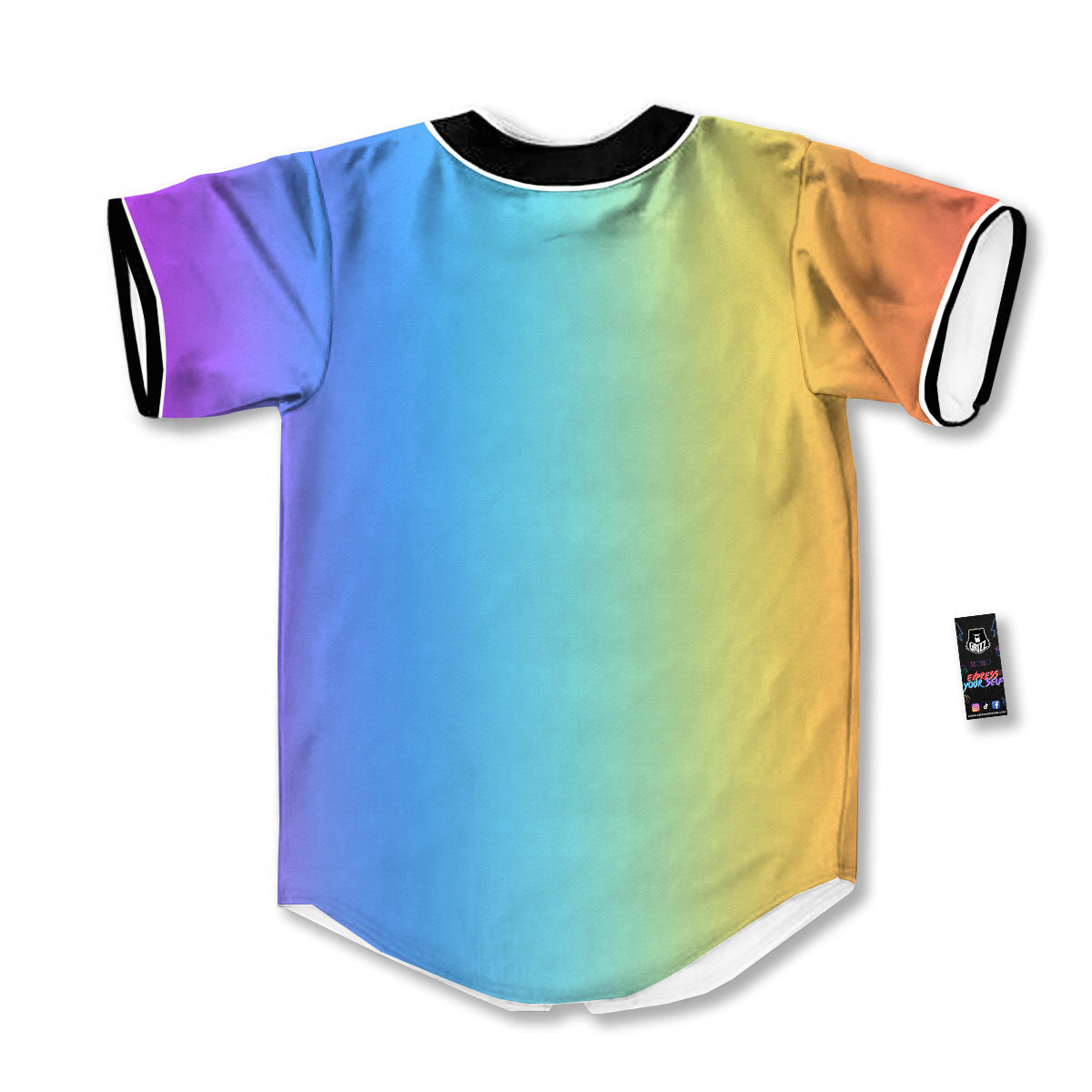 Gradient Rainbow Print Pattern Baseball Jersey-grizzshop