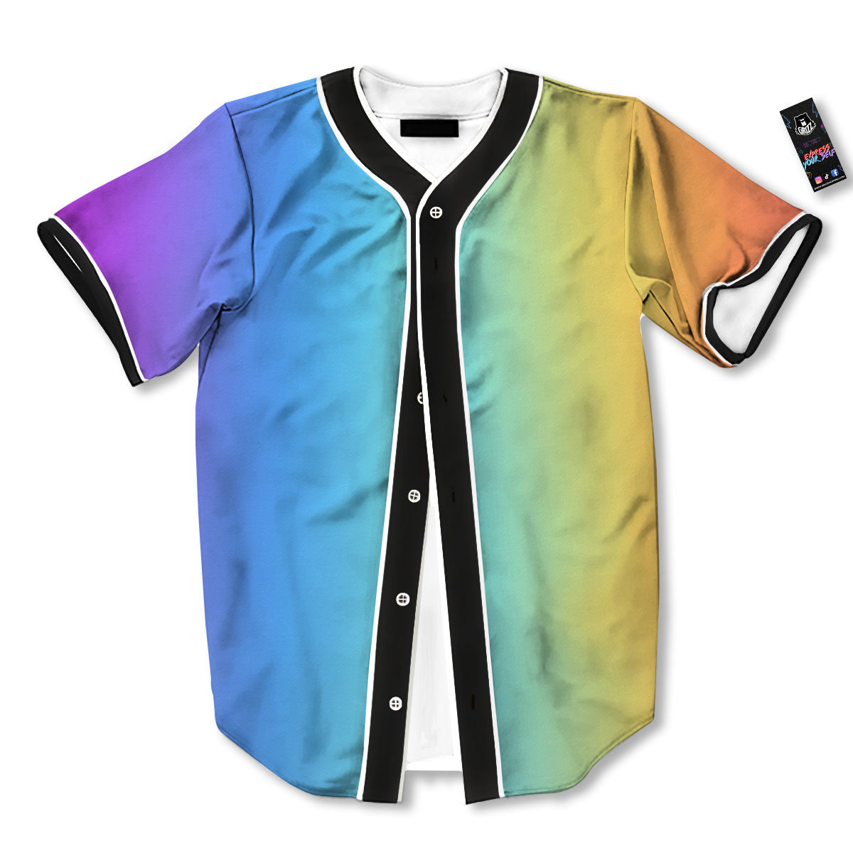 Gradient Rainbow Print Pattern Baseball Jersey-grizzshop