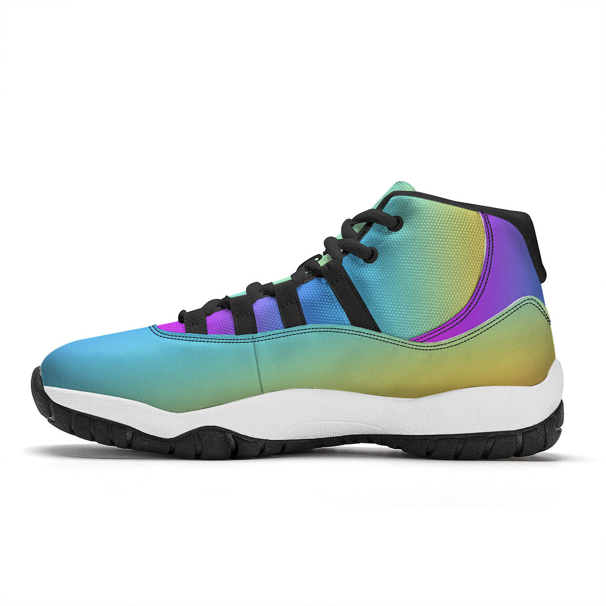 Gradient Rainbow Print Pattern Black Bball Shoes-grizzshop