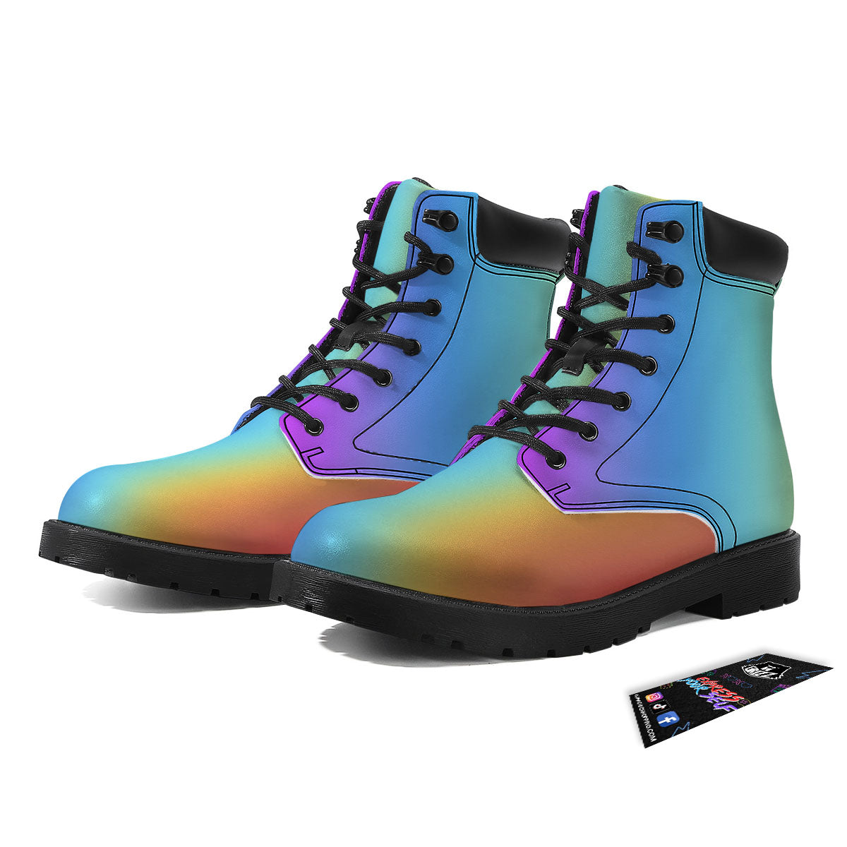 Gradient Rainbow Print Pattern Boots-grizzshop
