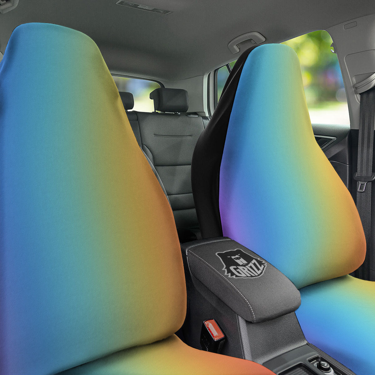 Gradient Rainbow Print Pattern Car Seat Covers-grizzshop