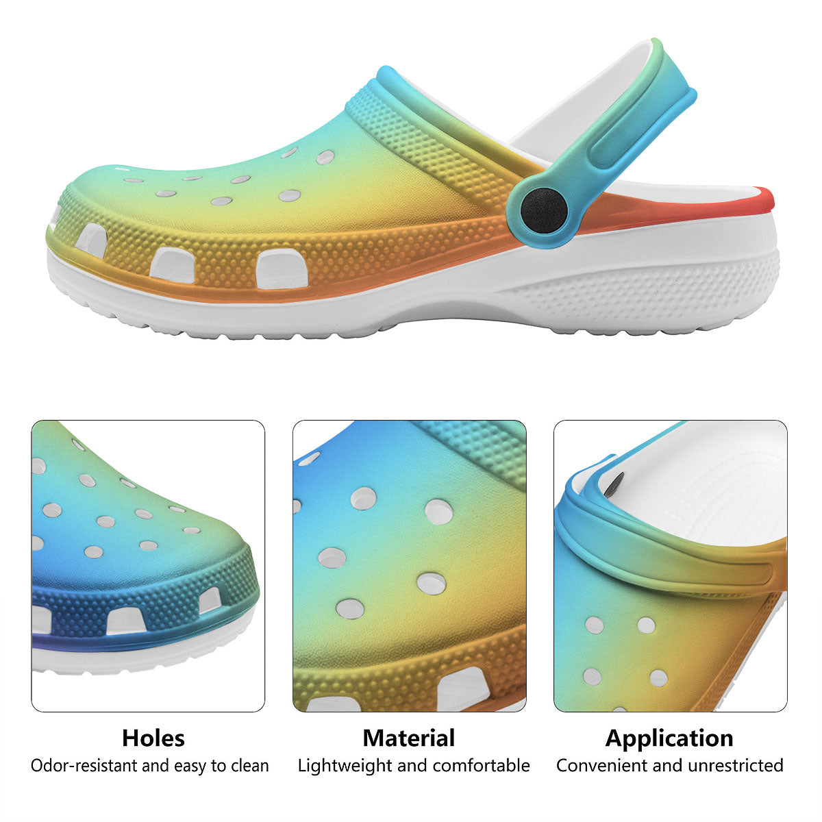 Gradient Rainbow Print Pattern Clog-grizzshop