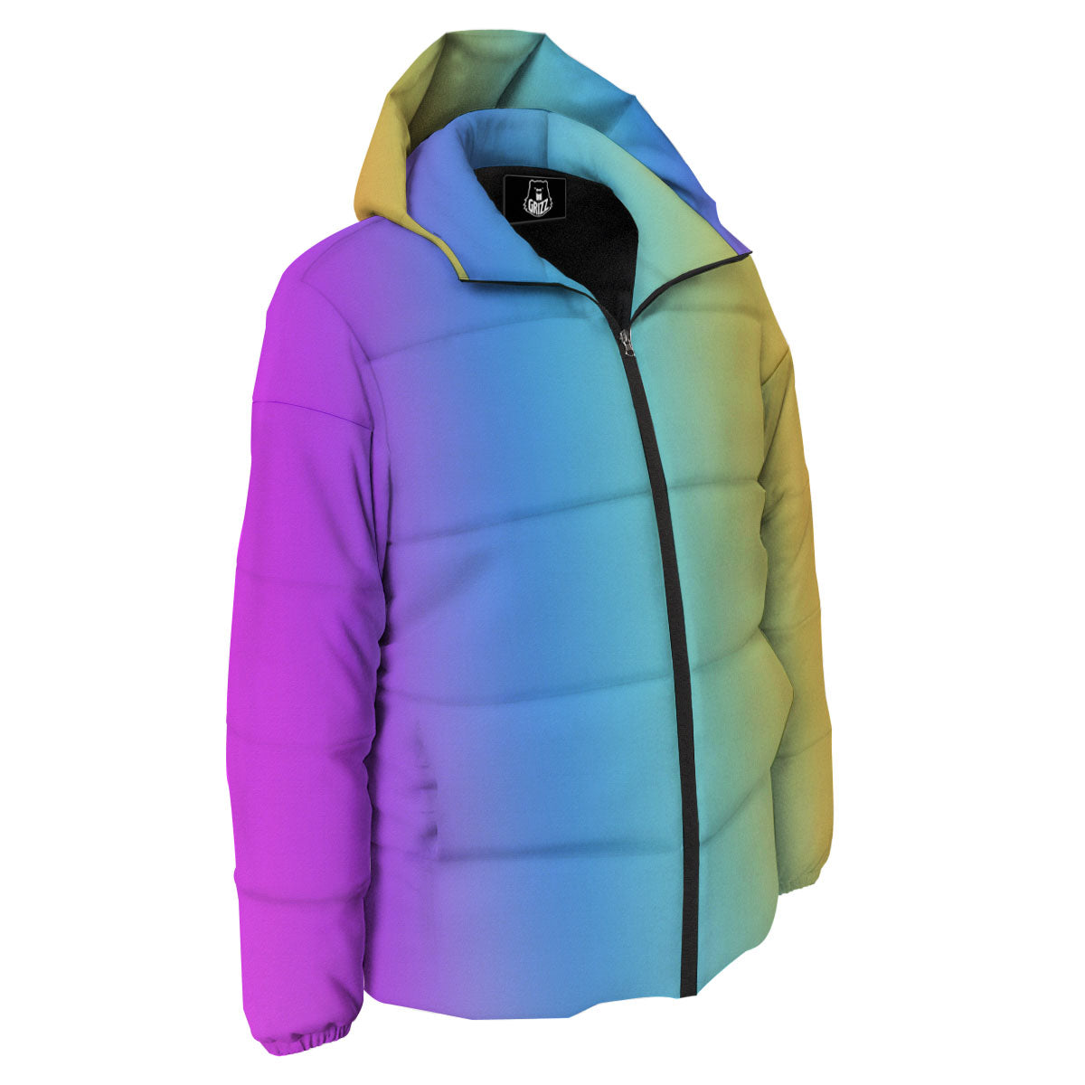 Gradient Rainbow Print Pattern Down Jacket-grizzshop