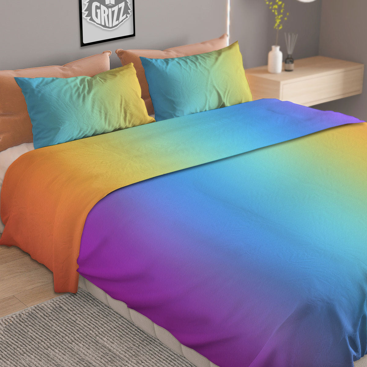 Gingerbread Brown Print Pattern Duvet Cover Bedding Set