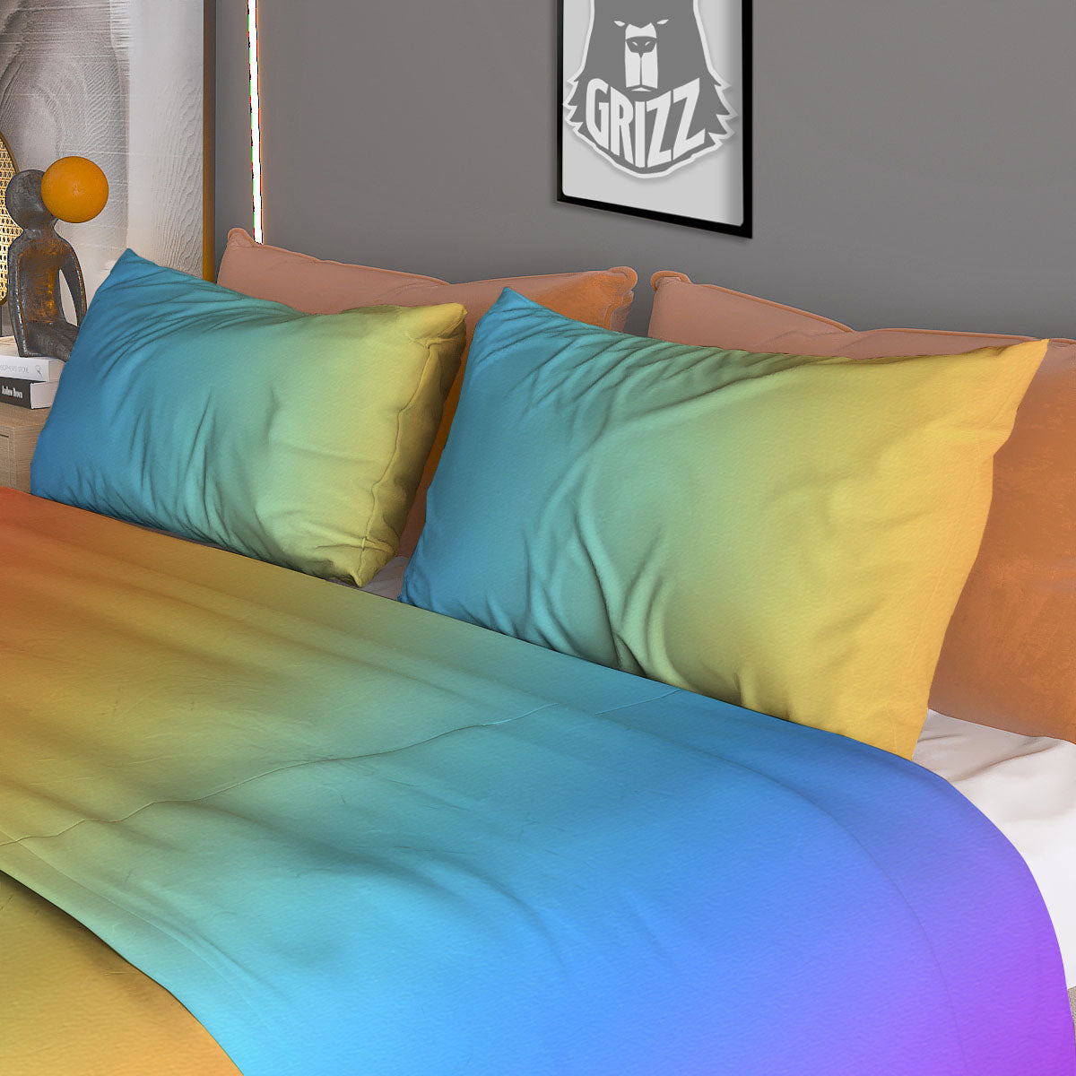 Gingerbread Brown Print Pattern Duvet Cover Bedding Set