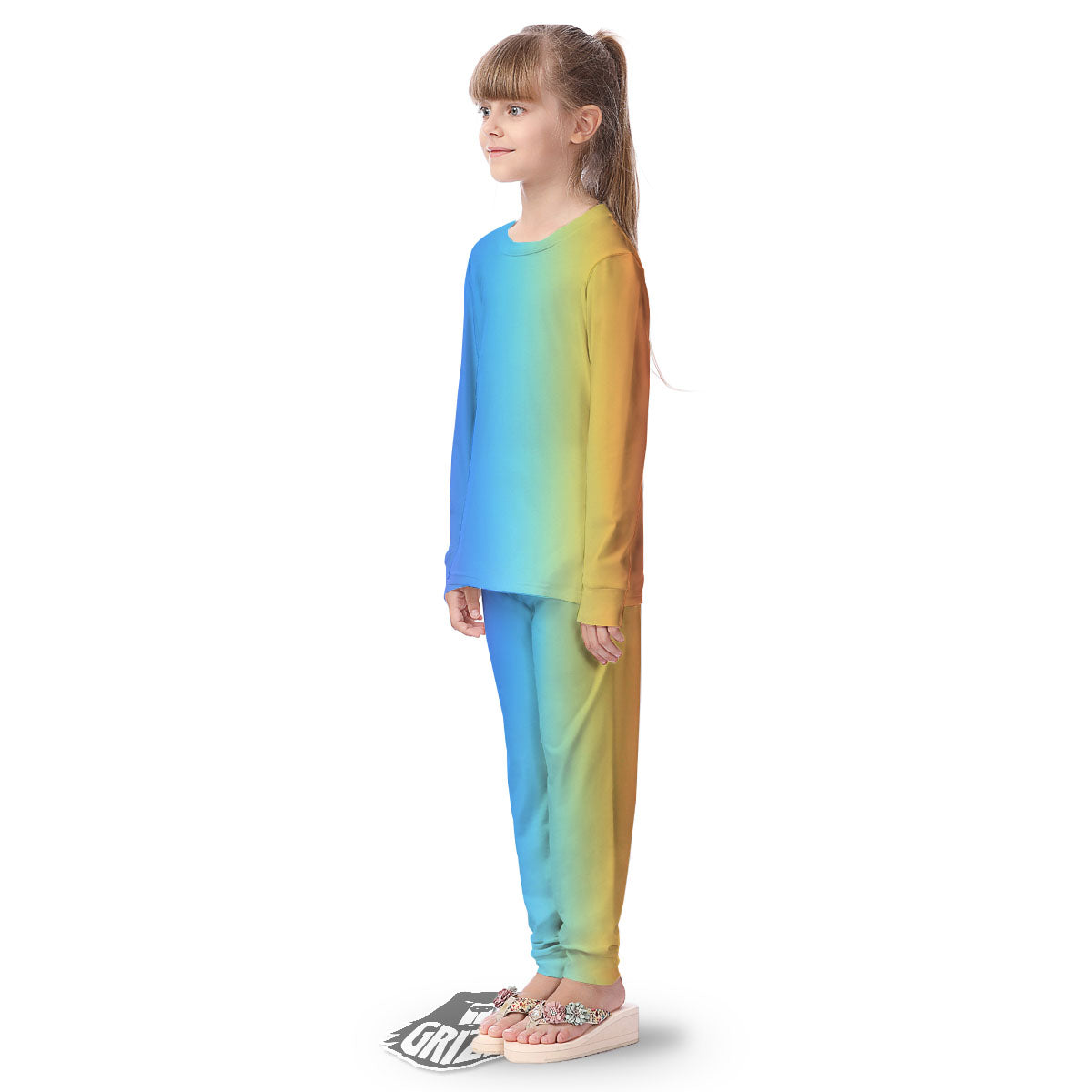 Gradient Rainbow Print Pattern Kid's Pajamas-grizzshop