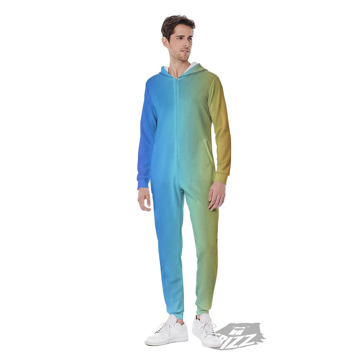 Gradient Rainbow Print Pattern Men's Jumpsuit-grizzshop