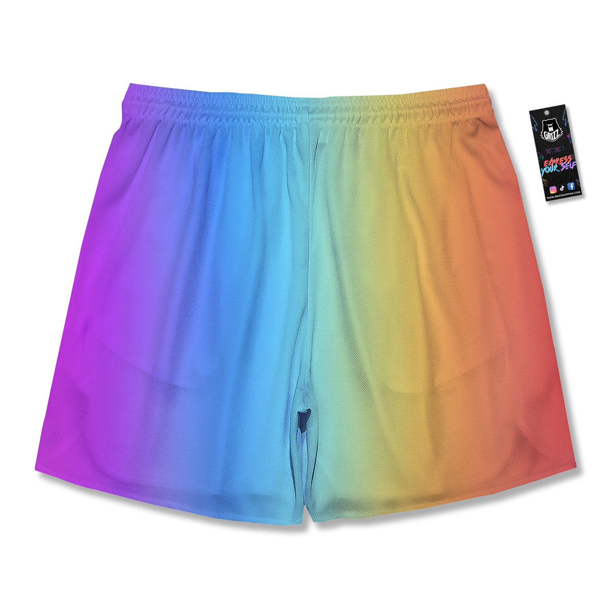 Gradient Rainbow Print Pattern Men's Running Shorts-grizzshop