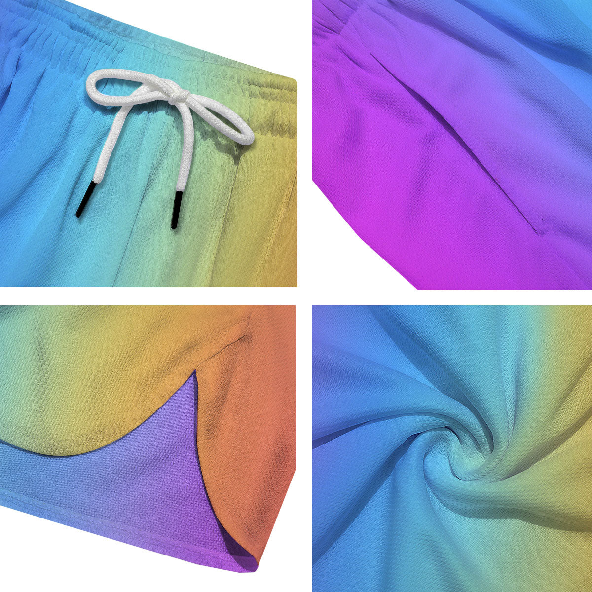 Gradient Rainbow Print Pattern Men's Running Shorts-grizzshop