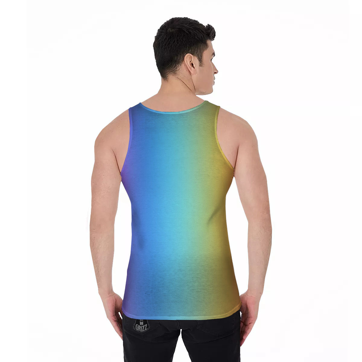 Gradient Rainbow Print Pattern Men's Tank Top-grizzshop
